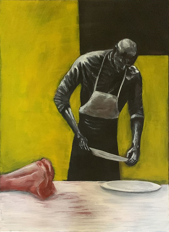 LE BOUCHER – 60×40 cm – Huile